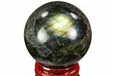 Flashy, Polished Labradorite Sphere - Great Color Play #105758-1